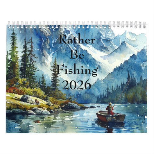Rather Be Fishing Watercolor Wall Calendars (2026) Kalender (Hoes)