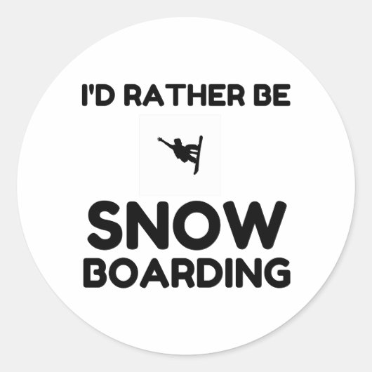 RATHER BE SNOWBOARDING RONDE STICKER (Voorkant)