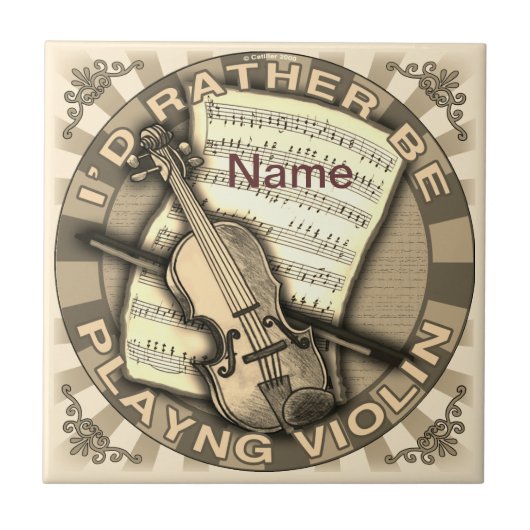 Rather Play Violin Tegeltje (Voorkant)