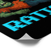Ratio'd Gepixelde Zombie Gamer Teag Npc Halloween Poster (Hoek)
