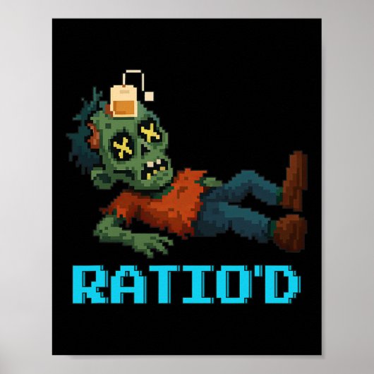 Ratio'd Gepixelde Zombie Gamer Teag Npc Halloween Poster (Voorkant)