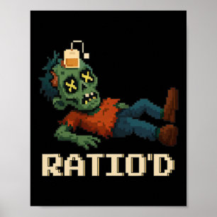 Ratio'd Gepixelde Zombie Gamer Teag Npc Halloween Poster