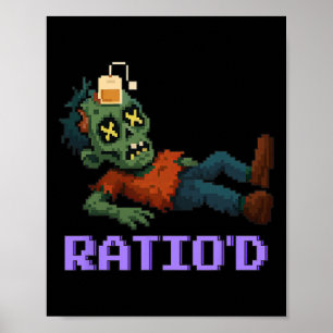 Ratio'd Gepixelde Zombie Gamer Teag Npc Halloween Poster