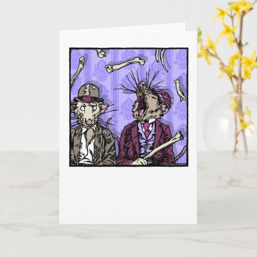 Rats and Bones - Blank Inside Pop Goth Nightmare Kaart (Gele Bloem)