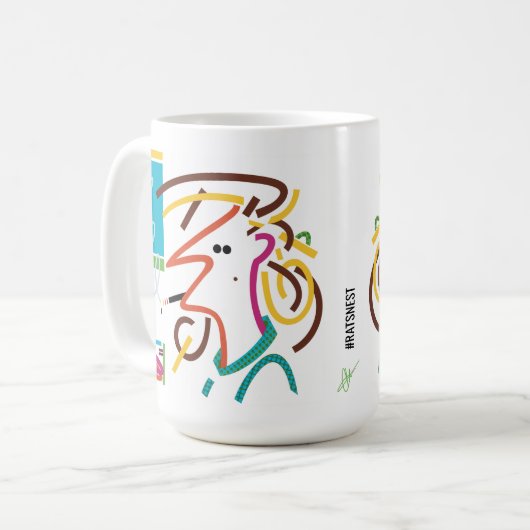 Rat's Nest Abstracte kunst illustratie Mok (Voorkant links)