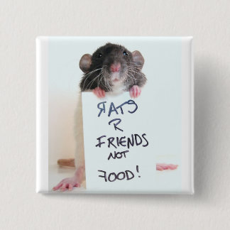 Rats R Friends Not Food 2 Vierkante Button 5,1 Cm