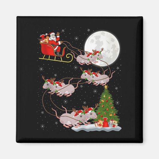 Rats Santa Sleigh Flying Funny Magical Christmas T Magneet (Voorkant)