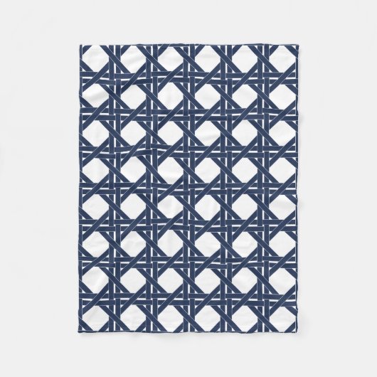 Rattan Basketweve Pattern (zeemacht en witte zomer Fleece Deken (Voorkant)