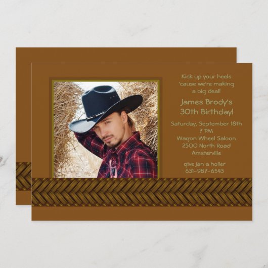 Rattan Braid Photo Invitation Kaart (Voorkant / Achterkant)