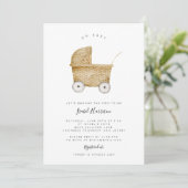 Rattan Stroller Minimalist Baby shower Uitnodiging (Staand voorkant)