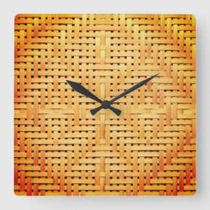 Rattan Weave Vierkante Klok