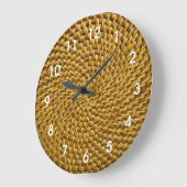 Rattan Wicker Boho Monogram Basketweave Grote Klok (Hoek)