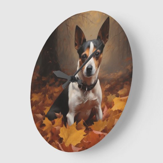 Ratte Terrier in herfstbladeren val inspireert Grote Klok (Hoek)