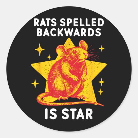 Ratten achterstevoren gespeld is ster Grappige rat Ronde Sticker (Voorkant)