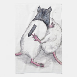 ratten die keukenhanddoek spelen