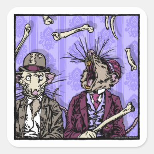 Ratten en Botten - Pop Gothic Nightmare Surreal Vierkante Sticker