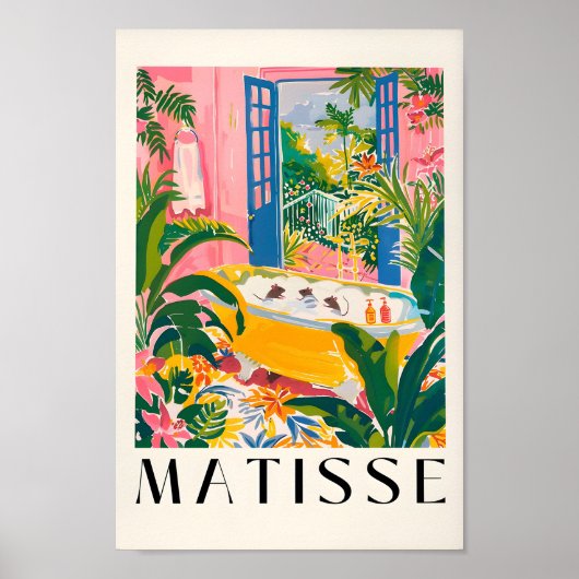 Ratten in bad Grappig Poster, Matisse Print, Dopam Poster (Voorkant)