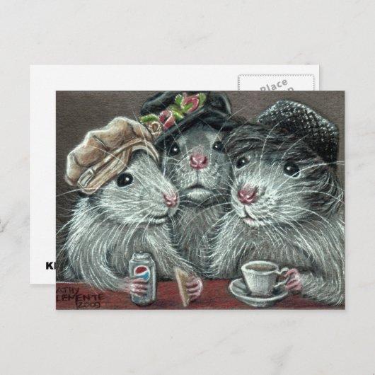 Ratten in Petten Eatend Lunch Briefkaart (Voorkant / Achterkant)