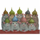 Ratten in Sint Basil's pet-sculptuur van uien Staand Fotobeeldje<br><div class="desc">"The Architecture Pet Group" is mijn oorspronkelijke pasteltekening en kenmerkt ratten in petten op basis van de domes van de Sint-Basilkathedraal,  een van de  gebouwen ter wereld.</div>