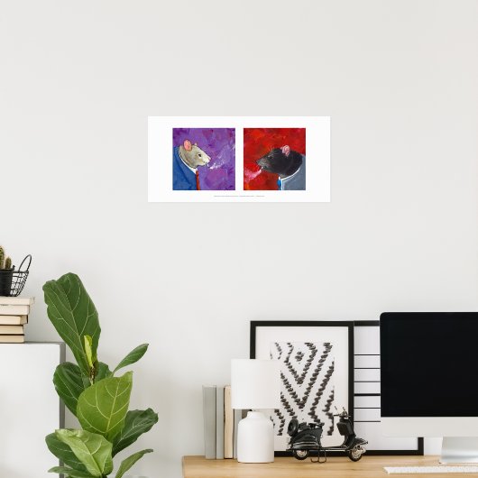 Ratten in winkelpakken roken sigaretten leuke kuns poster (Thuiskantoor)