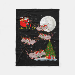 Ratten Kerstman slee vliegend grappig magisch Kers Fleece Deken