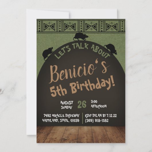 Ratten langs zijn achterverjaardagsuitnodiging kaart (Voorkant)