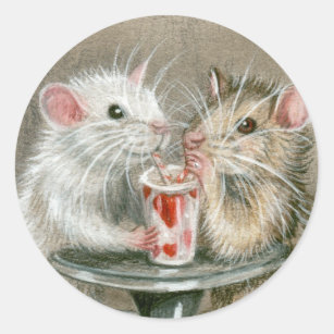 Ratten op datumstickers ronde sticker