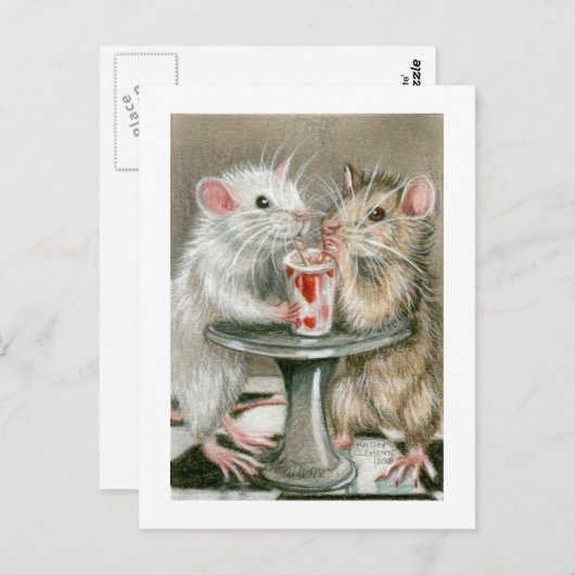 Ratten op een Briefkaart van de Datum (Voorkant / Achterkant)