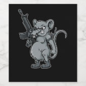 ratten-soldaat-met-pistool-illustratie wijn etiket (Enkel label)