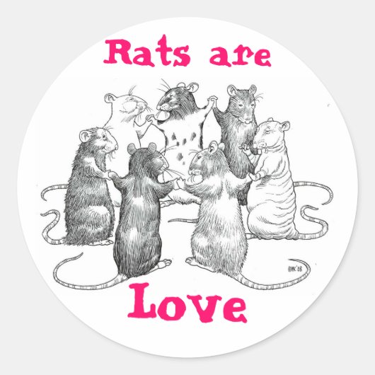 Ratten zijn liefde ronde sticker (Voorkant)