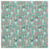 rattenfloralen turquoise stof (Swatch)