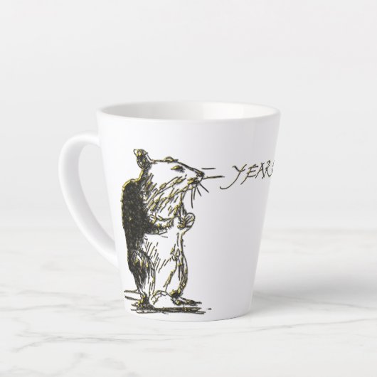 Rattenjaar emaille effect verjaardagslate mok (Linkerhoek)