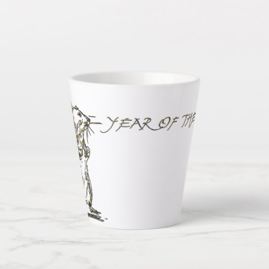 Rattenjaar emaille effect verjaardagslate mok (Voorkant)