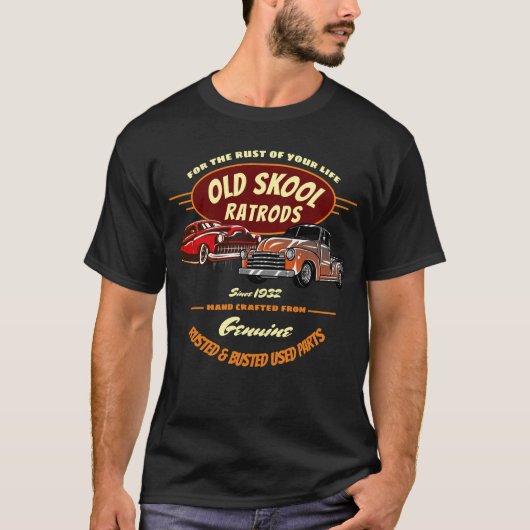 Rattenstaafjes Oude Skool Cool  Oude Auto Vrachtwa T-shirt (Voorkant)
