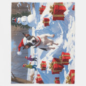 Rattenterriër loopt in de sneeuw met kerst Pet Fleece Deken (Voorkant)