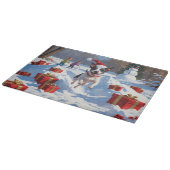 Rattenterriër loopt in de sneeuw met kerst Pet Snijplank (Hoek)