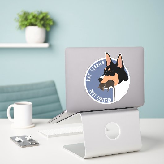 Rattenterriër ongediertebestrijding sticker (Laptop op bureau)
