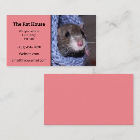 Ratterij voor roze ratten visitekaartje (Voorkant / Achterkant)