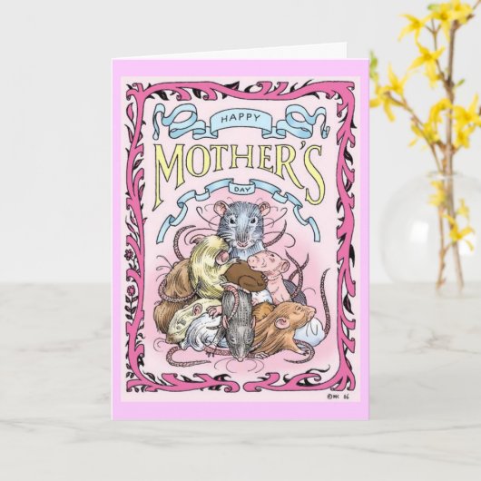 Rattie Mom Moederdag kaart (Gele Bloem)