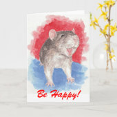 Rattie zegt: Wees gelukkig! Kaart (Gele Bloem)