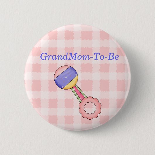 Rattle Baby shower Grandmoeder Pin Button (Voorkant)