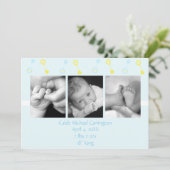 Rattle n Roll Birth Annoucement (blauw) Aankondiging (Staand voorkant)