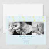 Rattle n Roll Birth Annoucement (blauw) Aankondiging (Voorkant / Achterkant)