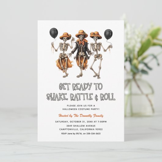 Rattle & Roll Halloween-feest Kaart (Staand voorkant)