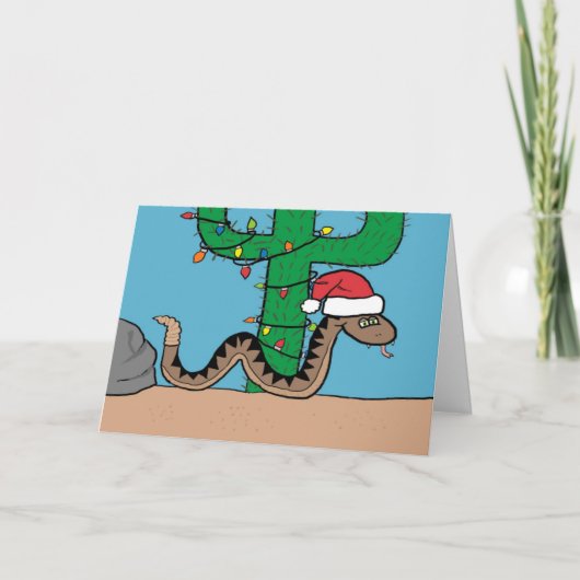 Rattle Snake Cactus Christmas Tree Wenskaart Feestdagen Kaart (Voorkant)