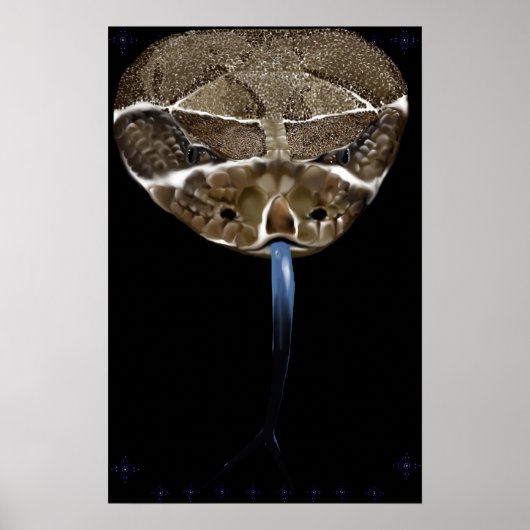 Rattle Snake Head zwarte Poster (Voorkant)