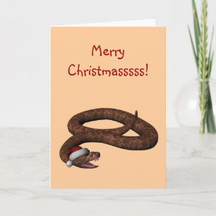 Rattlesnake met Santa Hat Feestdagen Kaart