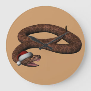 Rattlesnake met Santa Hat Grote Klok