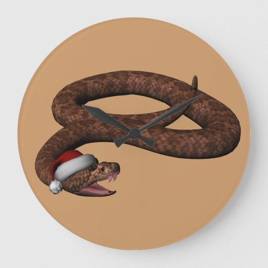 Rattlesnake met Santa Hat Grote Klok (Voorkant)