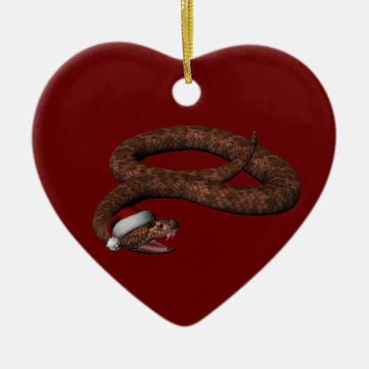 Rattlesnake met Santa Hat Keramisch Ornament (Voorkant)